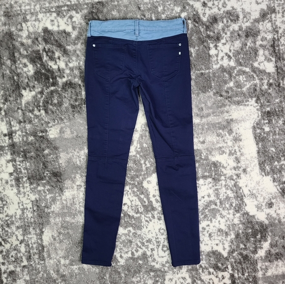 GENETIC DENIM Low Rise Blue Hyde Super Royal Two-tone Skinny - Picture 5 of 16